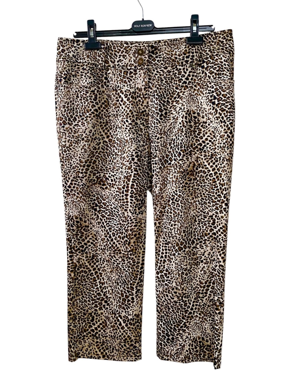 NWT Olsen Europe Ibiza 504 Leopard Print Crop Stretch Pants Size 10 / 42
